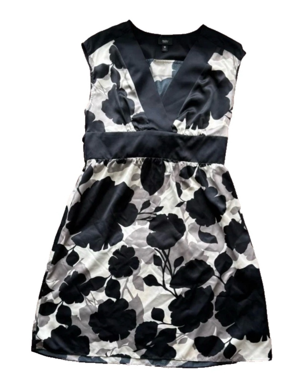 Mossimo Target 2007 Floral Satin Dress XL Black White Grey Sleeveless Y2K VYG - Picture 2 of 8